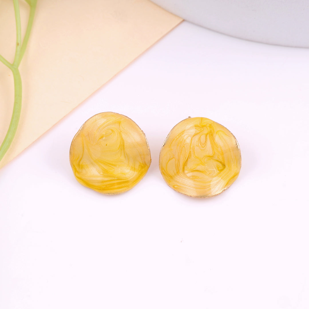 Yellow Round Drop Earrings