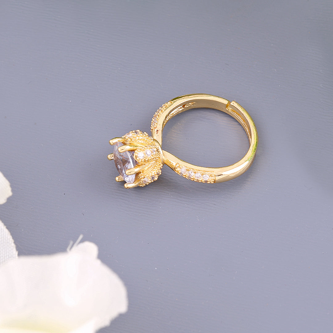 Golden Plated Crystal Ring