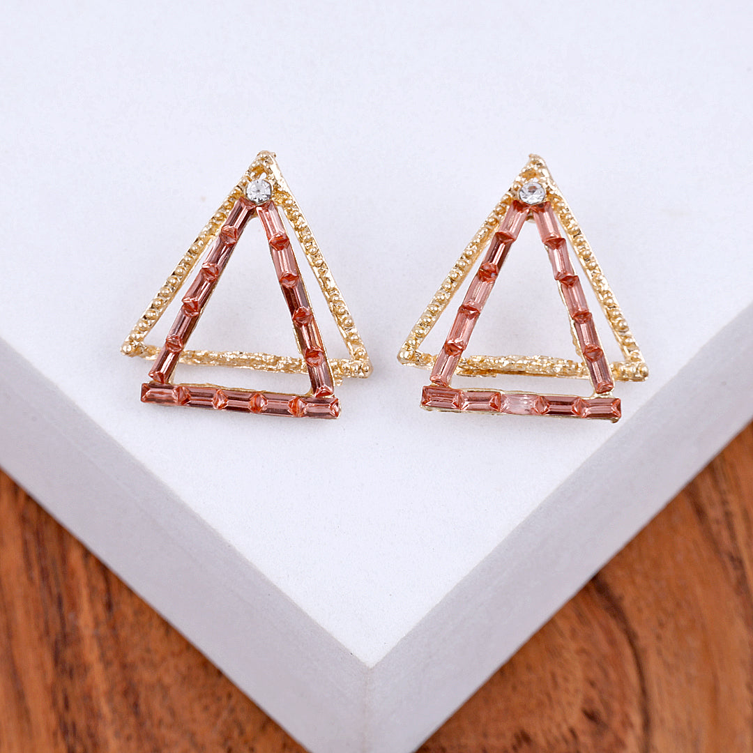 Double Triangle Goldish Earrings