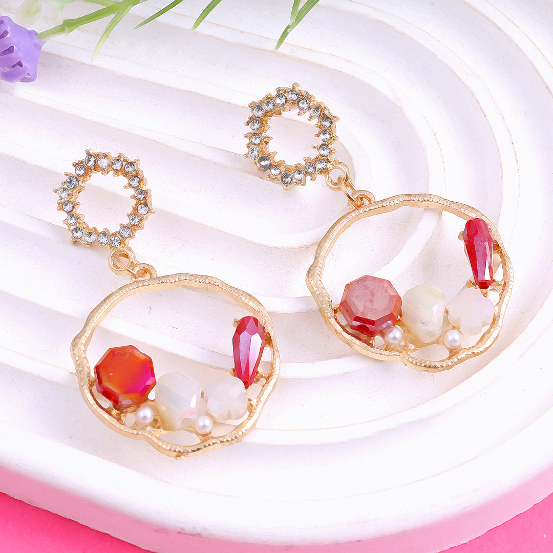 Rose Gold Beads Drop Earrings