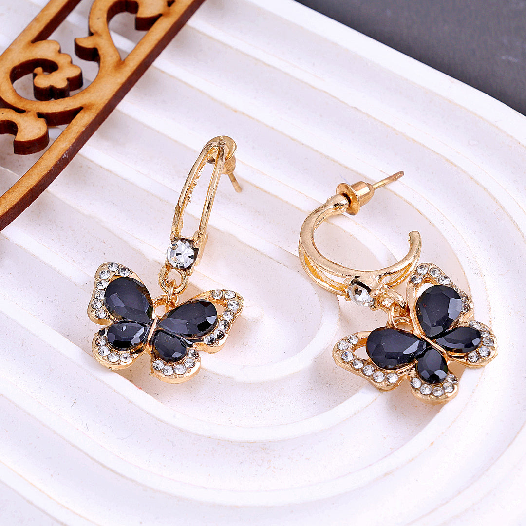 Black Butterfly Stone Earrings