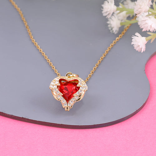 Red Zircon Heart Necklace