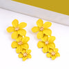 Tripal Yellow Flower Tassel Earrings