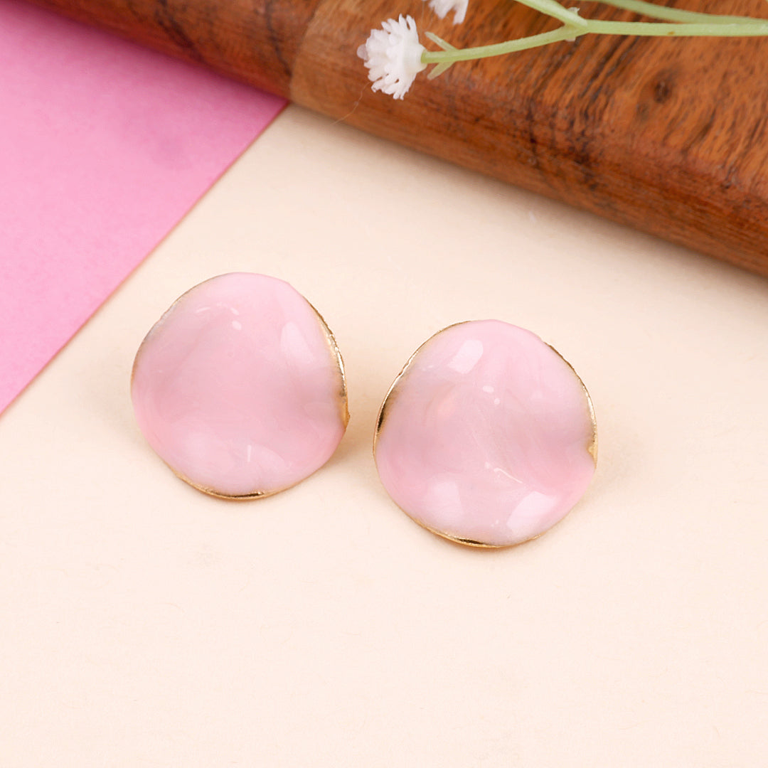 Cute Pink Round Drop Earrings