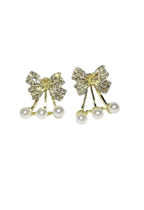 Tripal Pearls Bow Earring