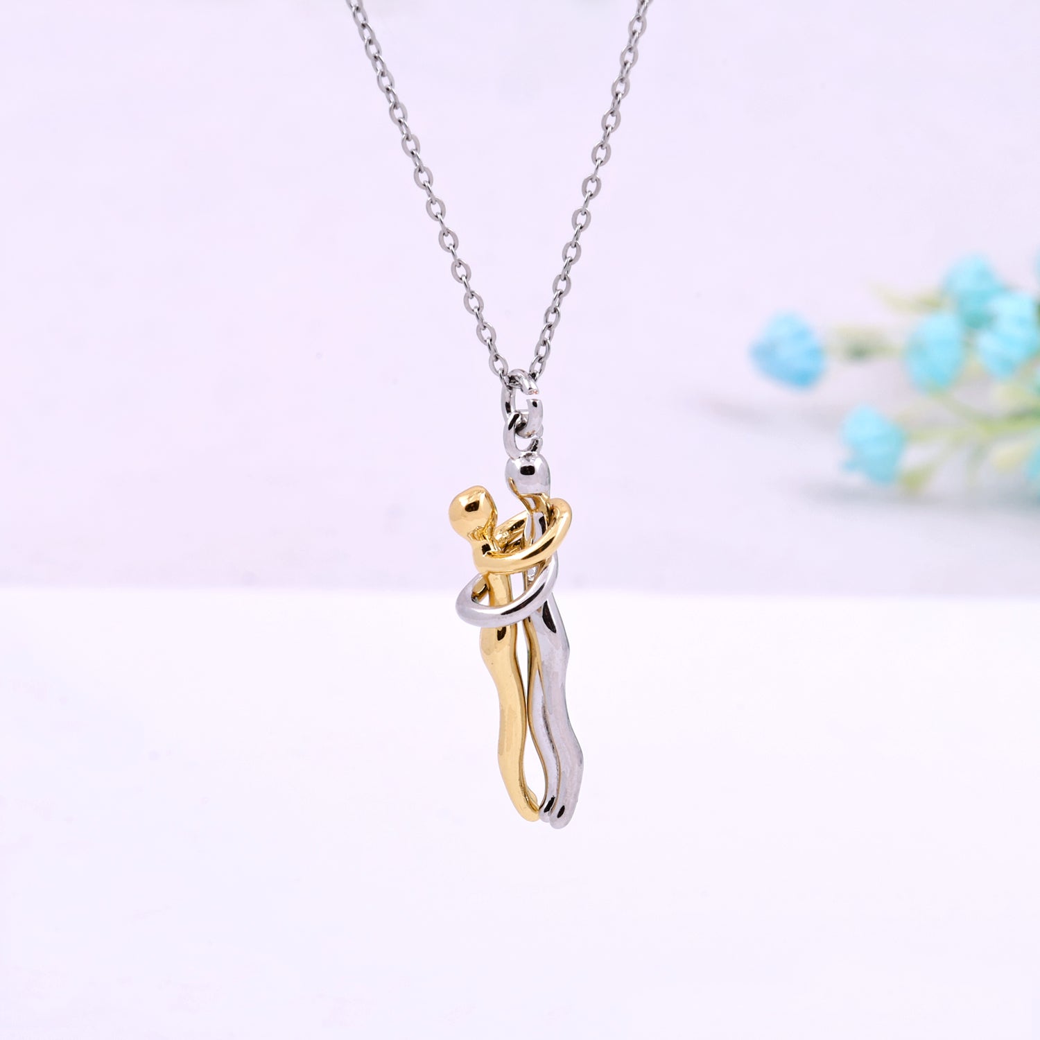 Gold Plated Hug Couple Necklace