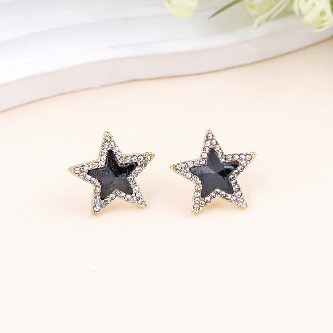 Black Star Crystal Stud Earrings