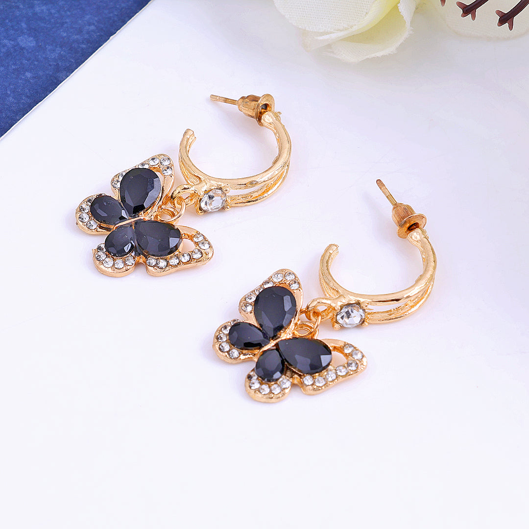 Black Butterfly Stone Earrings